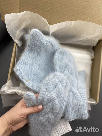 Коточепчик и варежки с косой