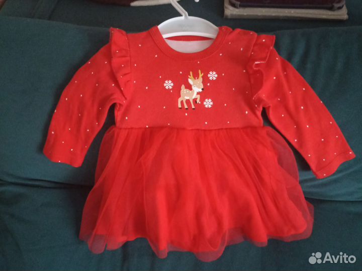 Новогоднее платье-боди для девочки, рост 74
