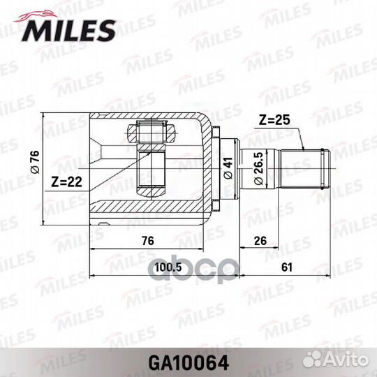 ШРУС hyundai I30/KIA ceed 06-12 внут. GA10064