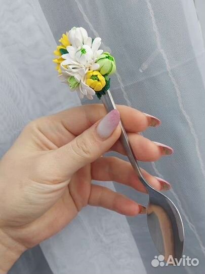 Кружка с декором из полимерной глины,ручная работа