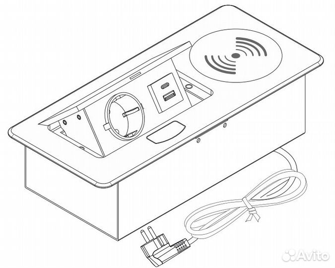Розетка выдвижная горизонтальная, беспроводная зар