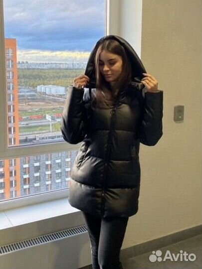 Кожаный пуховик