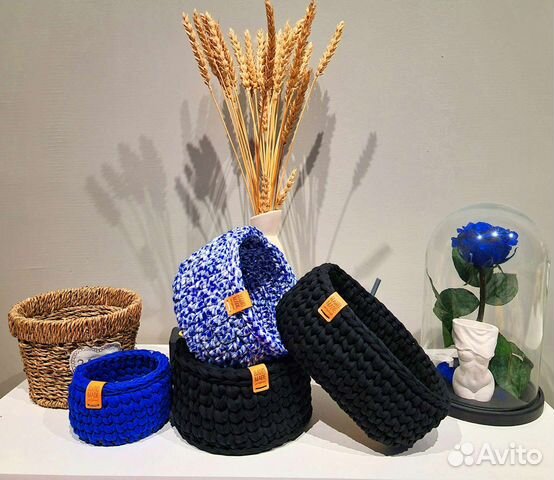 Интерьерные корзинки из трикотажной пряжи