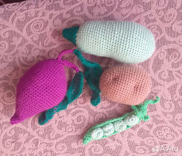 Грибы, овощи вязаные