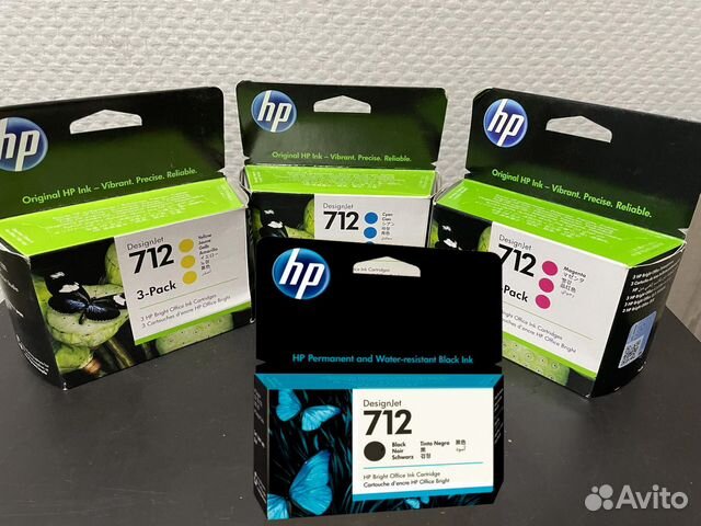 Картриджи HP 712 цветные и черные (в наличии)