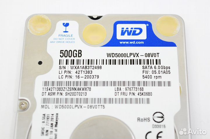 HDD для ноутбука 2.5 500GB WD wd5000lpvx