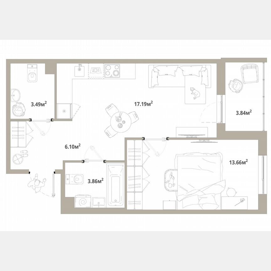 1-к. квартира, 46,2 м², 11/12 эт.