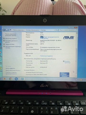 Розовый нетбук asus Eee PC 1008HA объявление продам