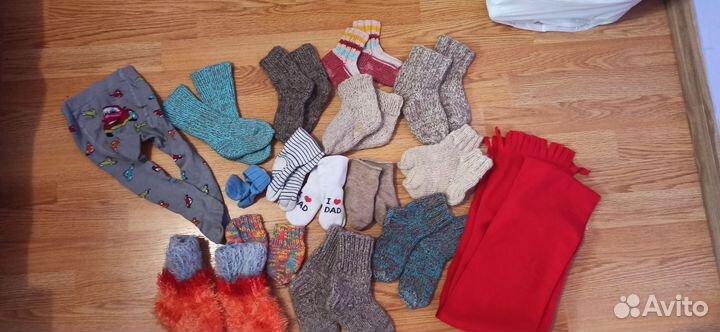 Носки ручной вязки шерстяные детские