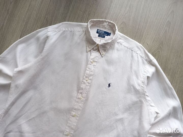 Льняная винтажная рубашка Ralph Lauren Polo - L-XL