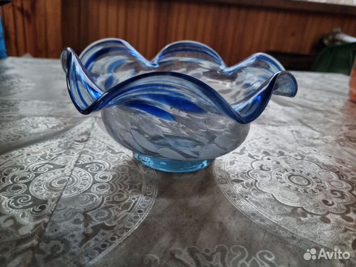 Ваза конфетница цветное стекло