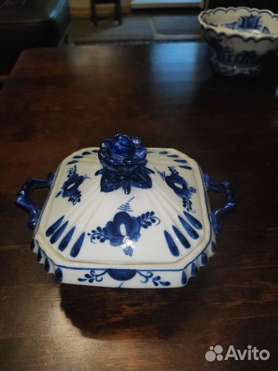 Сахарница тюльпан Гжель СССР винтаж