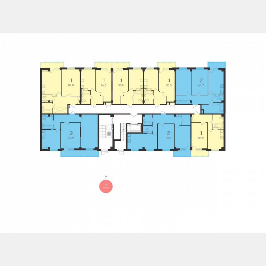 2-к. квартира, 73,5 м², 1/10 эт.