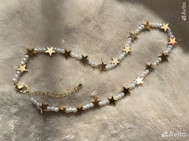 Колье со звёздочками и жемчугом