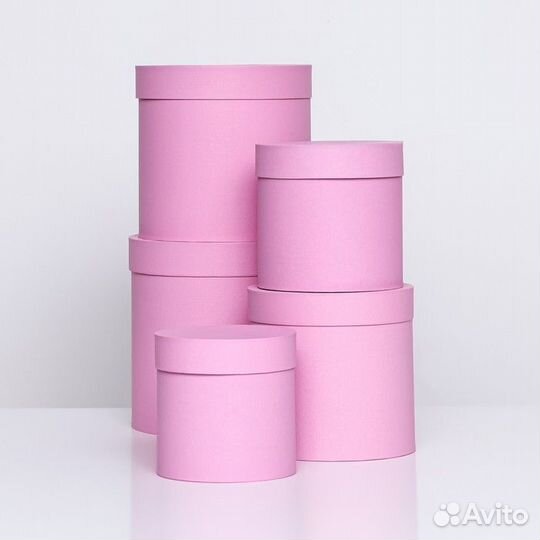 Набор круглых коробок 5в1 'Краски', розовый, 25 х