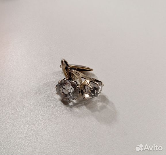 Запонки серебро горный хрусталь