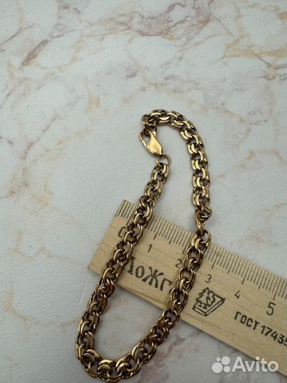 Золотой браслет Бисмарк на карабине 585 пробы
