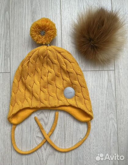 Шапка зимняя 52 Reima, помпон мех лисы