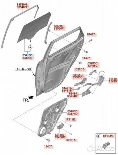 Стекло двери заднее левое Kia Soul SK3 G4FJ 2020