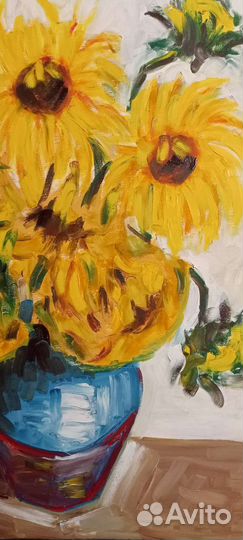 Картина маслом на холсте Подсолнухи