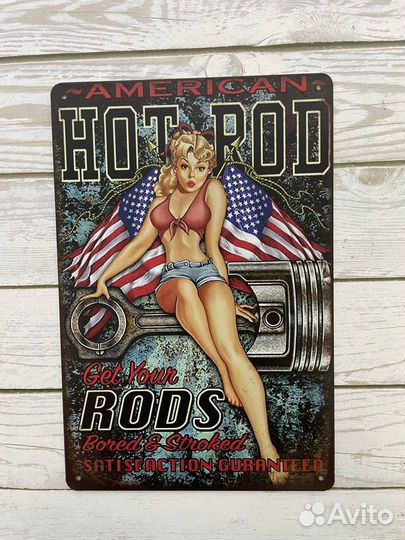 Декор на стену Hot Rod авто девушка