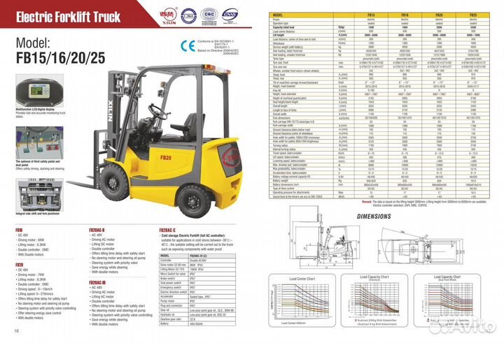 Электрический вилочный погрузчик xilin FB15