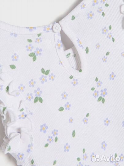 Боди хлопковое без рукавов в рубчик для малышей