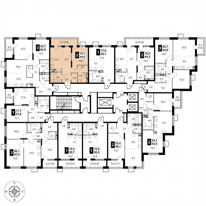 1-к. квартира, 44,5 м², 3/25 эт.