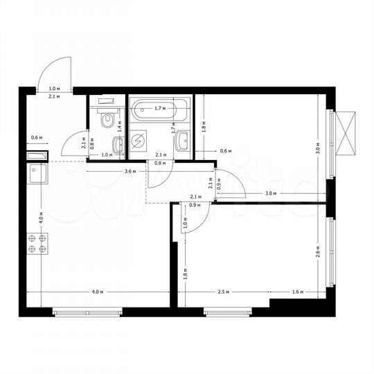 2-к. квартира, 46,1 м², 2/25 эт.