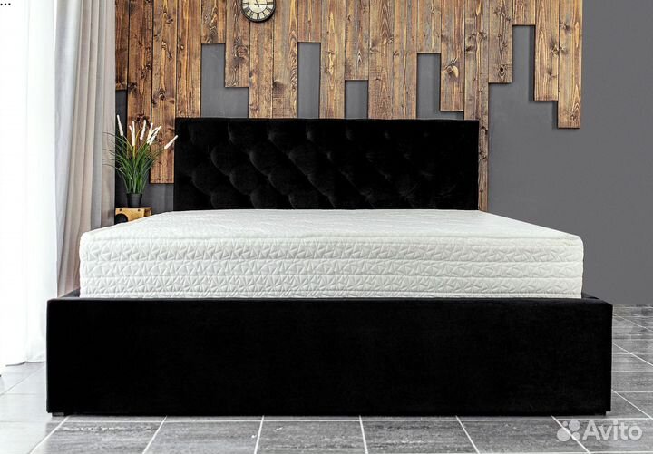 Кровать 160х200 двуспальная черная Барокко