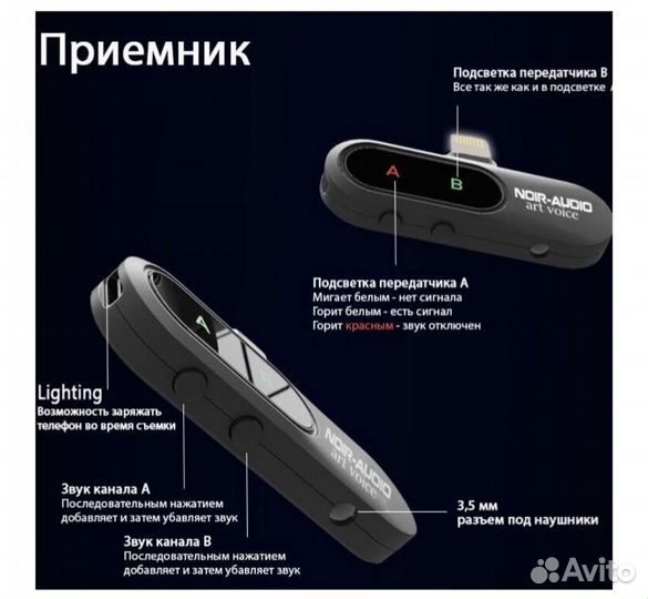 Микрофон беспроводной двойной lightening
