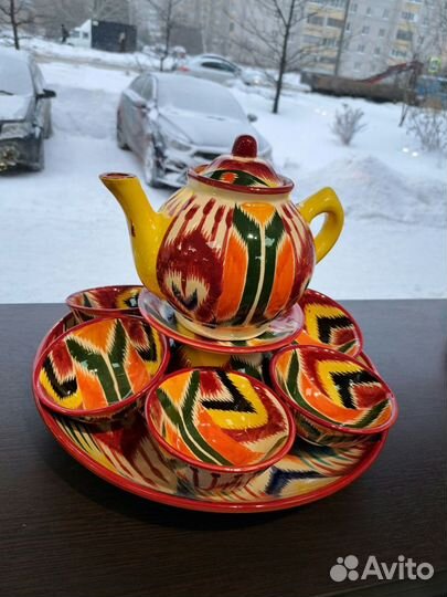 Сервиз узбекский чайный Адрас цветной