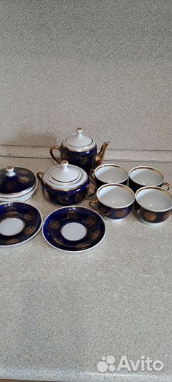 Сервиз чайный кобальтовый СССР