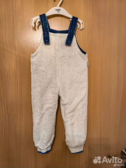 Полукомбинезон джинсовый с начёсом 74-80