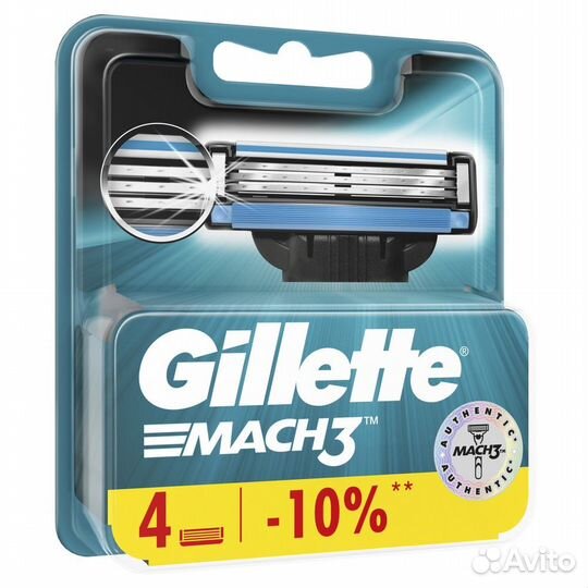 Кассеты Gillette Mach3, 4шт