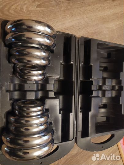 Гантели разборные 20 кг в кейсе бу +гриф кривой