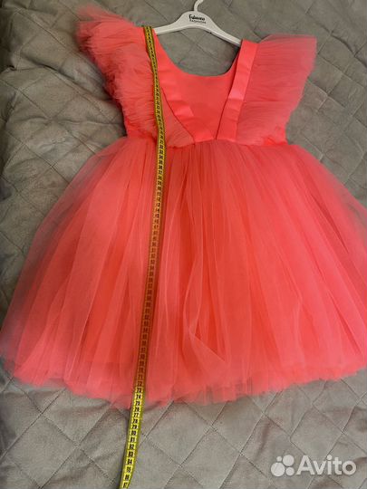 Платье на выпускной 140 розовое неон яркое