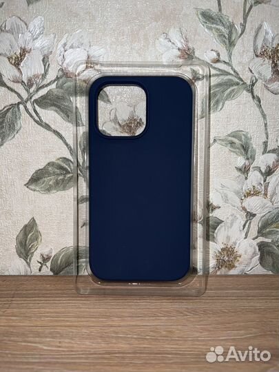 Чехол на iPhone 13 pro синий силикон+альканта