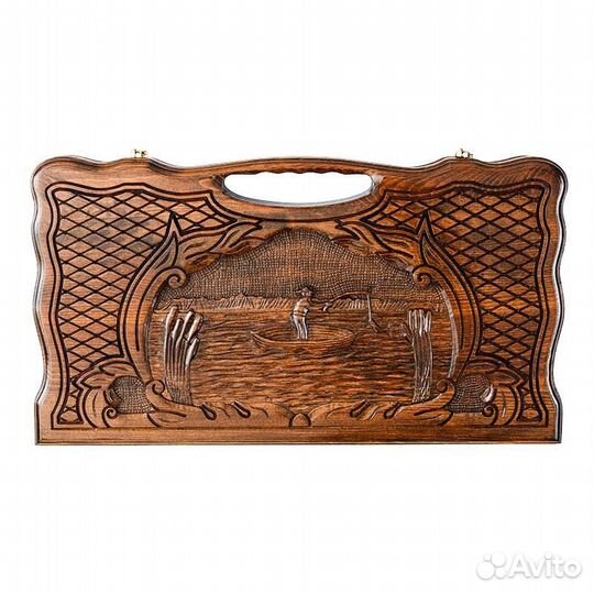 Нарды и шашки резные Удачная рыбалка 51 х 54 см бук Армения 62673