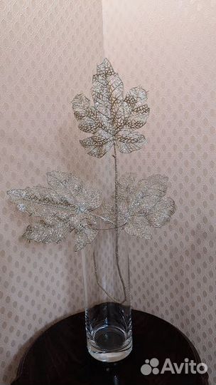 Ваза стекло Чехия керамика сухоцветы