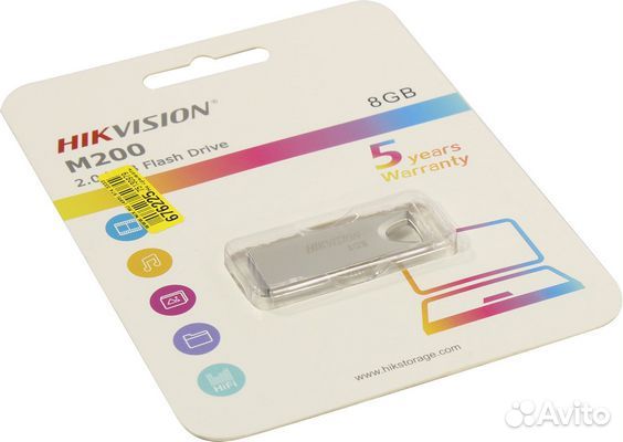 8Гб hikvision HS-USB-M200/8G USB2.0 серебристый