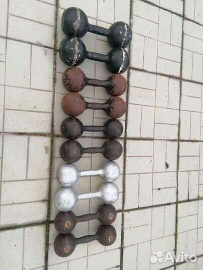 Гантели чугунные по (4, 5, 8, 10, 12 и 16 кг)