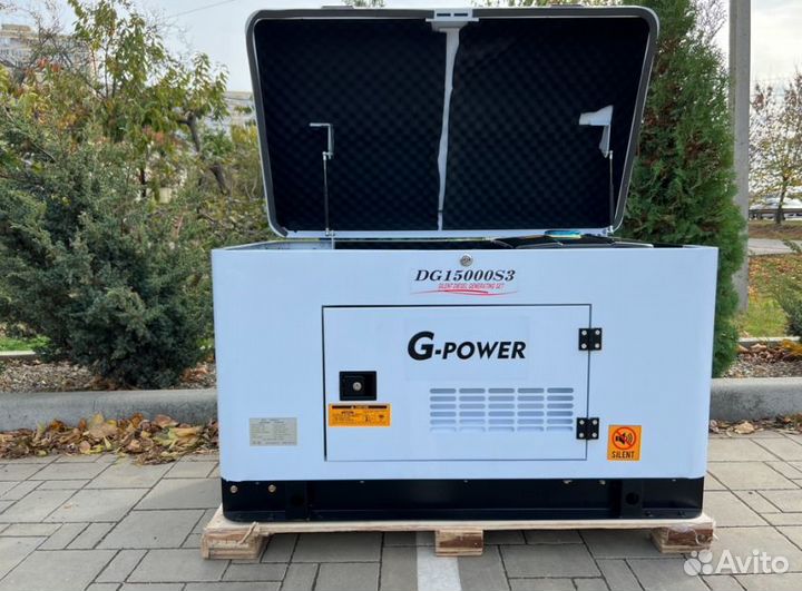 Дизельный генератор 13 кВт g-power трехфазный водя