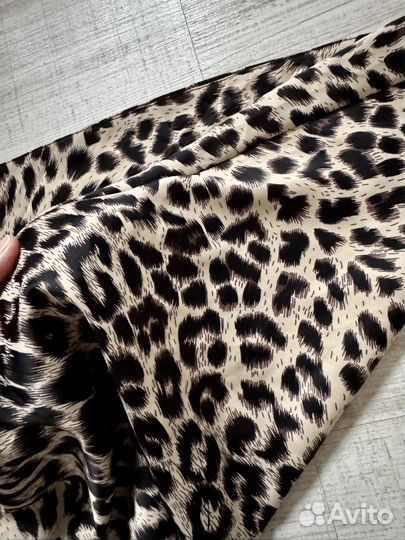 Миди шелковая юбка леопард 42