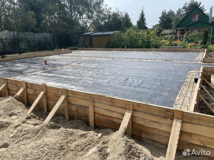 Монолитный фундамент, плита, лента, ростверк