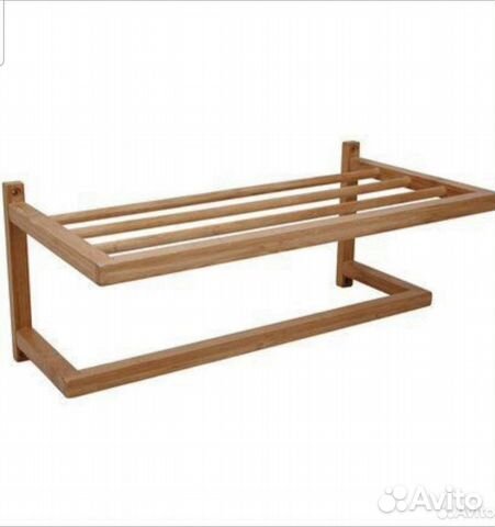 Полка для ванной деревянная