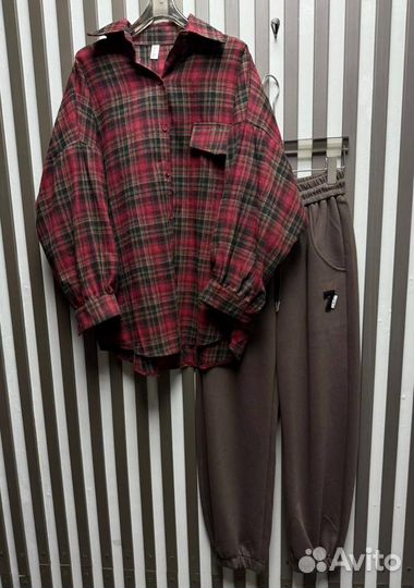 Рубашка в клетку женская теплая