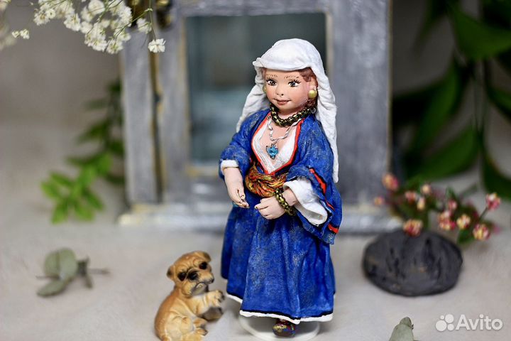 Ватная, елочная игрушка Восточная девушка