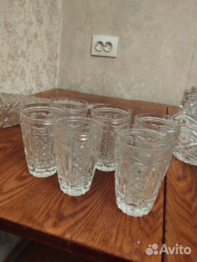 Набор из 6 хрустальных стаканов и кувшин Чехия