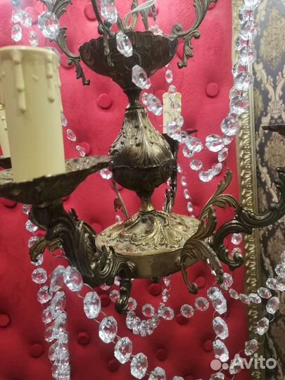 Люстра на 4 плафона Бронза Старинная Большая